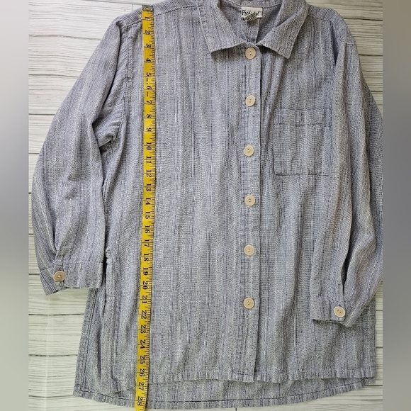 Picante Cotton Two Piece Midi Dress Set with Button Down in Blue and White Sz M - Picture 11 of 12